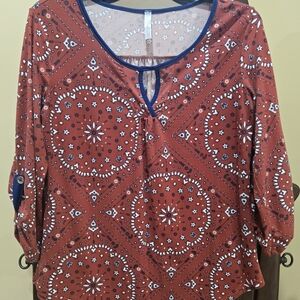 Women's Red Patterned Blouse